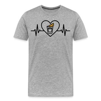 Tequila shot coeur Apéritif Soirée - T-shirt bio Premium Homme - gris chiné - Devant - Damien (186cm)