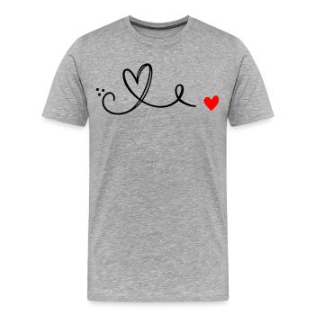 Ligne Herz Schnoerkel - T-shirt bio Premium Homme - gris chiné - Devant - Damien (186cm)