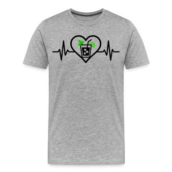 Cocktail apéritif Mojito Heart - T-shirt bio Premium Homme - gris chiné - Devant - Damien (186cm)