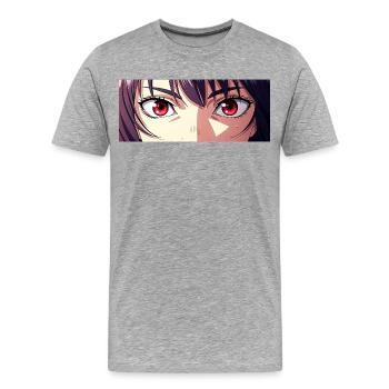Anime Eyes Red Intense Look Manga Fan - T-shirt bio Premium Homme - gris chiné - Devant - Damien (186cm)