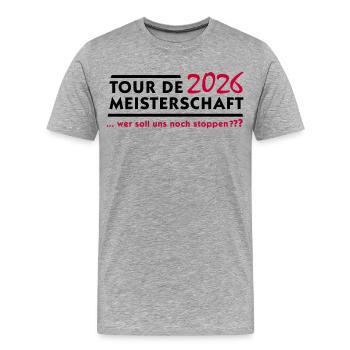 Tour de Meisterschaft 2026 - Männer Premium Bio T-Shirt - Grau meliert - Vorne - Damien (186cm)