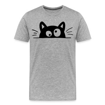 Neugierige Katze - Männer Premium Bio T-Shirt - Grau meliert - Vorne - Damien (186cm)