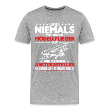 Modellflieger Modellfliegen Modellflug - Männer Premium Bio T-Shirt - Grau meliert - Vorne - Damien (186cm)