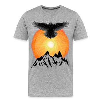 Sonnenstrahlen Rabe Gebirge Jenseits Natur Sonne - Männer Premium Bio T-Shirt - Grau meliert - Vorne - Damien (186cm)