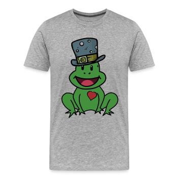 Grenouille Casanover Saint-Valentin Saint-Valentin Love Heart - T-shirt bio Premium Homme - gris chiné - Devant - Damien (186cm)