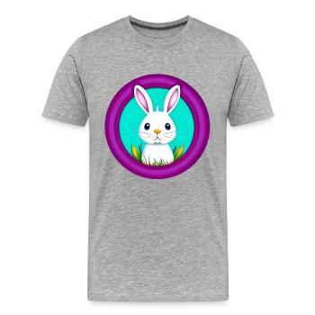 Hase Weiss lila Osterhase - Männer Premium Bio T-Shirt - Grau meliert - Vorne - Damien (186cm)
