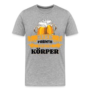 Bier formte diesen Körper Biertrinker - Männertag - Männer Premium Bio T-Shirt - Grau meliert - Vorne - Damien (186cm)