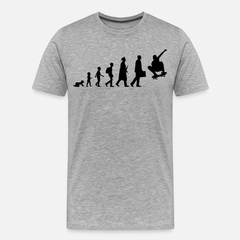Skateboarder Evolution - Männer Premium Bio T-Shirt - Grau meliert