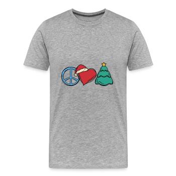 Christmas Weihnachten Xmas Peace Herz - Männer Premium Bio T-Shirt - Grau meliert - Vorne - Damien (186cm)