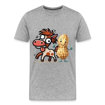 verrücktes lustiges Pferd Erdnuss Pferde Nuss - Männer Premium Bio T-Shirt - Grau meliert - Vorne - Damien (186cm)