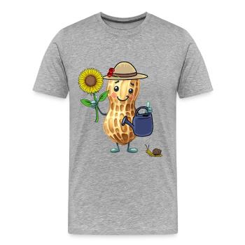 Drôle de jardinier de cacahuètes Jardin de jardinier amateur - T-shirt bio Premium Homme - gris chiné - Devant - Damien (186cm)