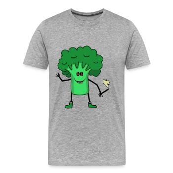 broccoli, vegetables, stoners, smoking weed, smoking joints - Men's Premium Organic T-Shirt - heather grey - Front - Damien (186cm)