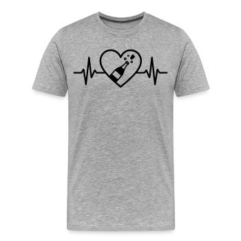 Flasche Herz Sekt Schaumwein Aperitif - Männer Premium Bio T-Shirt - Grau meliert - Vorne - Damien (186cm)