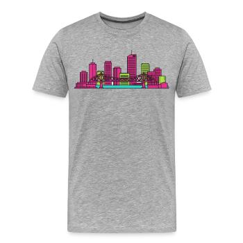 Histoire de la silhouette de la ville de Brisbane Pont Art moderne - T-shirt bio Premium Homme - gris chiné - Devant - Damien (186cm)