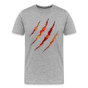 Claw Lava Black Edition #GROAHHH - Men's Premium Organic T-Shirt - heather grey - Front - Damien (186cm)