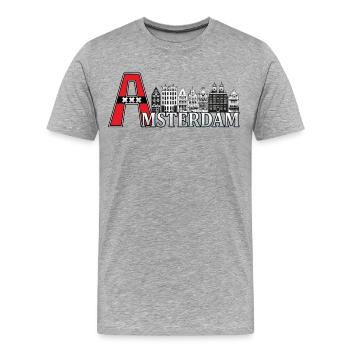 Amsterdam with a large A - Men's Premium Organic T-Shirt - heather grey - Front - Damien (186cm)