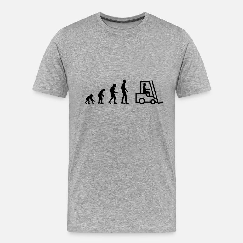 Evolution Staplerfahrer - Männer Premium Bio T-Shirt - Grau meliert