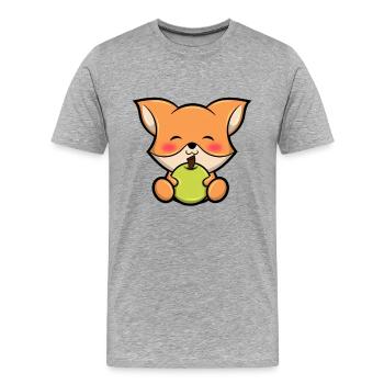 Cute Fox Süßer Fuchs Füchschen Grafik - Männer Premium Bio T-Shirt - Grau meliert - Vorne - Damien (186cm)