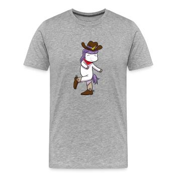 Cowboy Licorne Western Danse - T-shirt bio Premium Homme - gris chiné - Devant - Damien (186cm)