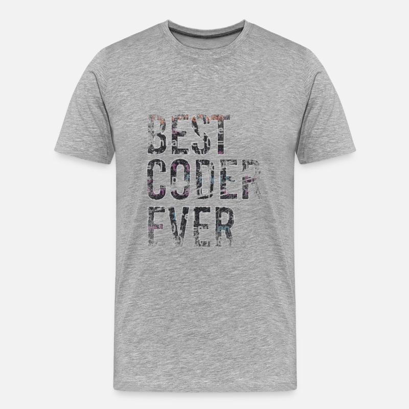 Best Coder Ever Coding - Männer Premium Bio T-Shirt - Grau meliert