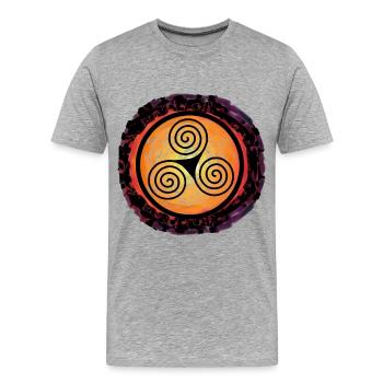 Coucher de soleil Triskele Normads Odin Celtic Thor - T-shirt bio Premium Homme - gris chiné - Devant - Damien (186cm)