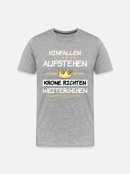 Lustiger Spruch Prinzessin Krone richten - Männer Premium Bio T-Shirt - Grau meliert
