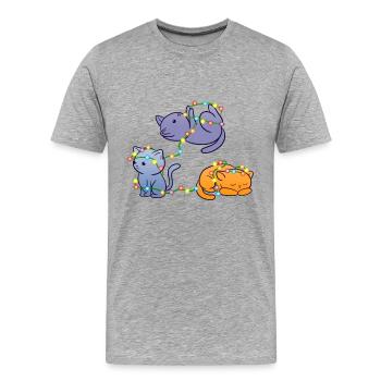 Christmas Cats - Männer Premium Bio T-Shirt - Grau meliert - Vorne - Damien (186cm)