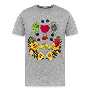 Gesund Früchte Obst Vegan Frucht Speise Vitamine - Männer Premium Bio T-Shirt - Grau meliert - Vorne - Damien (186cm)