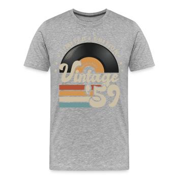 Vintage Vinyl 1959 Geburtstag Geschenkidee 62 Jahre - Männer Premium Bio T-Shirt - Grau meliert - Vorne - Damien (186cm)
