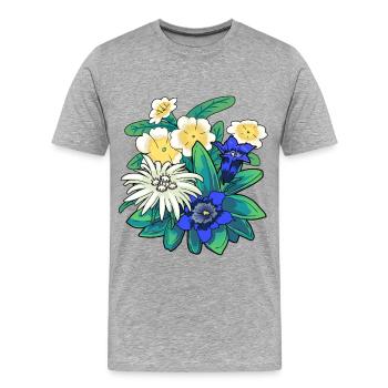 Autriche Fleurs Fleurs Montagnes Montagnes Nature Flore - T-shirt bio Premium Homme - gris chiné - Devant - Damien (186cm)