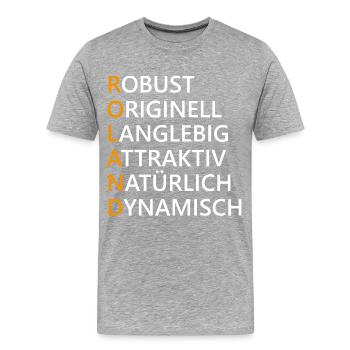 Roland Name Geschenk - Männer Premium Bio T-Shirt - Grau meliert - Vorne - Damien (186cm)