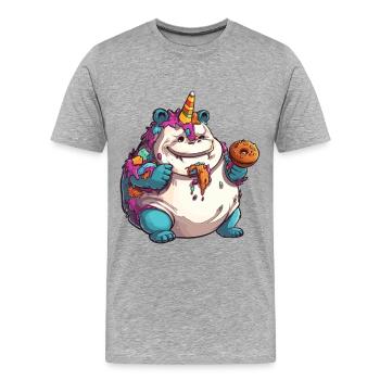 Unicorn, fat and overweight unicorn rainbow - Men's Premium Organic T-Shirt - heather grey - Front - Damien (186cm)