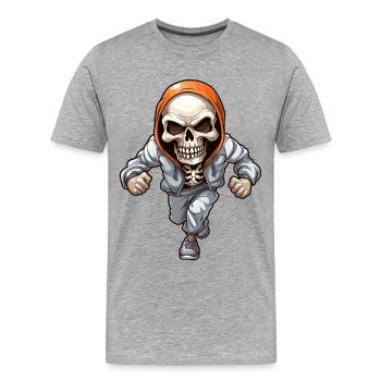 Crâne dans la conception de combinaison de jogging - T-shirt bio Premium Homme - gris chiné - Devant - Damien (186cm)