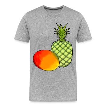 Mango Obst Früchte Ananas Vegetarisch Speise - Männer Premium Bio T-Shirt - Grau meliert - Vorne - Damien (186cm)