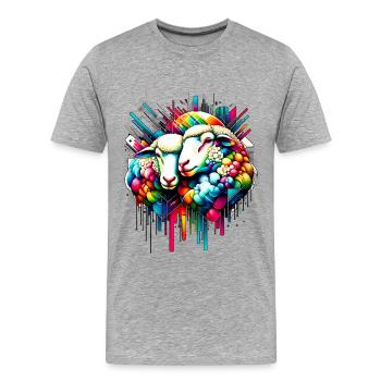 Technicolor Dreams - Neon Sheep - Männer Premium Bio T-Shirt - Grau meliert - Vorne - Damien (186cm)
