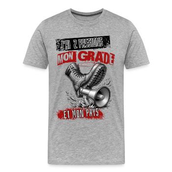 Grade et Pays" pour les Passionnés - T-shirt bio Premium Homme - gris chiné - Devant - Damien (186cm)