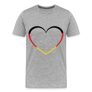 Allemand Allemagne Coeur Coeurs Pays Pays - T-shirt bio Premium Homme - gris chiné - Devant - Damien (186cm)
