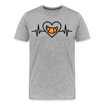 Croissant Coeur Petit Déjeuner Boulangerie - T-shirt bio Premium Homme - gris chiné - Devant - Damien (186cm)