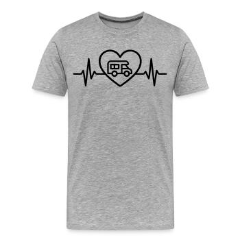 RV Heart Vanlife Voyage - T-shirt bio Premium Homme - gris chiné - Devant - Damien (186cm)