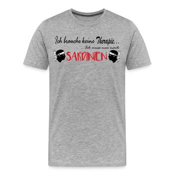 Sardinien, ich brauch keine Therapie - Männer Premium Bio T-Shirt - Grau meliert - Vorne - Damien (186cm)