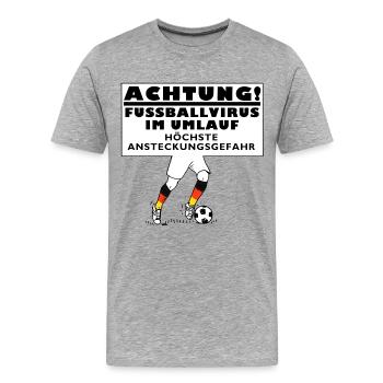 Fussball Virus - Männer Premium Bio T-Shirt - Grau meliert - Vorne - Damien (186cm)