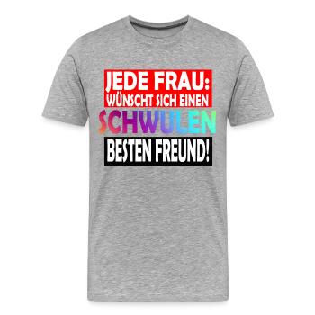 Ami gay / meilleur ami - T-shirt bio Premium Homme - gris chiné - Devant - Damien (186cm)