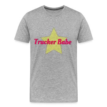 Trucker babe - Men's Premium Organic T-Shirt - heather grey - Front - Damien (186cm)