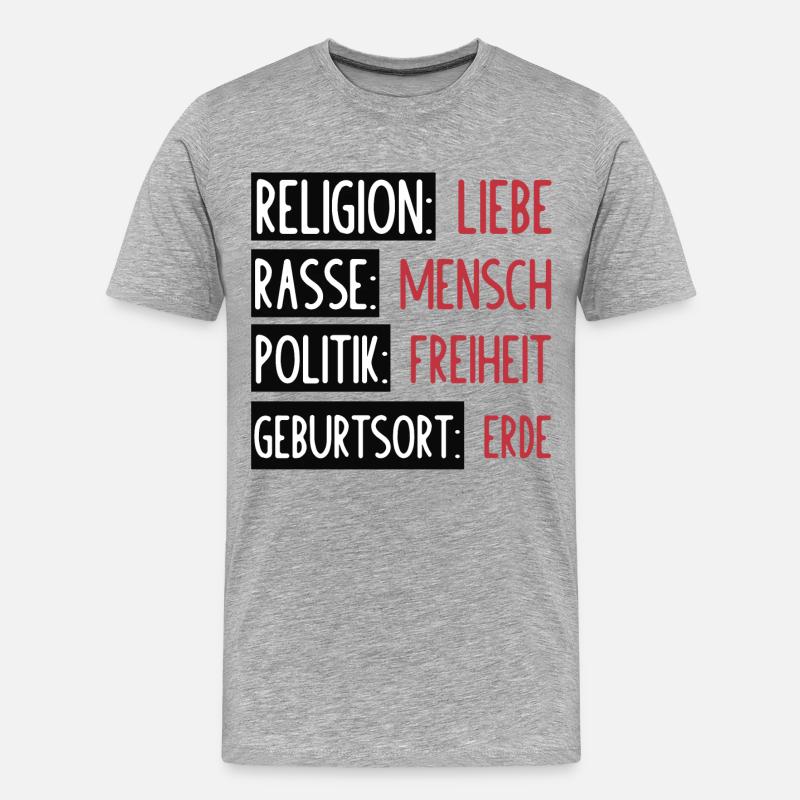 Statement - Keine Trennung oder Spaltung - Männer Premium Bio T-Shirt - Grau meliert