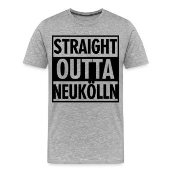 Straight outta Neukölln - Männer Premium Bio T-Shirt - Grau meliert - Vorne - Damien (186cm)