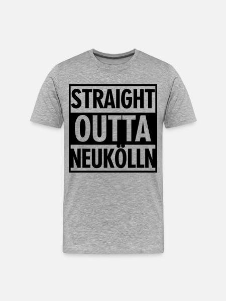 Straight outta Neukölln - Männer Premium Bio T-Shirt - Grau meliert