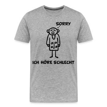 Strichmännchen hört schlecht - Männer Premium Bio T-Shirt - Grau meliert - Vorne - Damien (186cm)