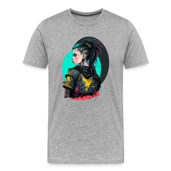 Wunderbare Illustration eines schönen Mädchens - Männer Premium Bio T-Shirt - Grau meliert - Vorne - Damien (186cm)