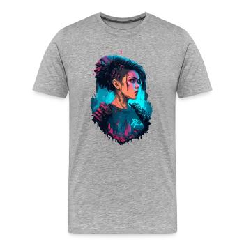 Gorgeous Futuristic Women For Gaming Fans - Men's Premium Organic T-Shirt - heather grey - Front - Damien (186cm)