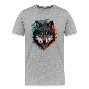 Erstaunliches Design eines Wolfes - Männer Premium Bio T-Shirt - Grau meliert - Vorne - Damien (186cm)
